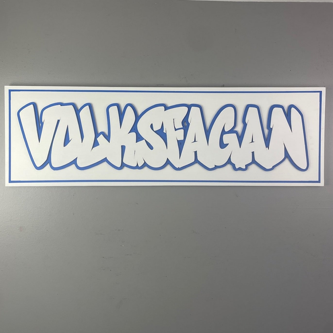 Custom Graffiti Name Sign in White and Blue