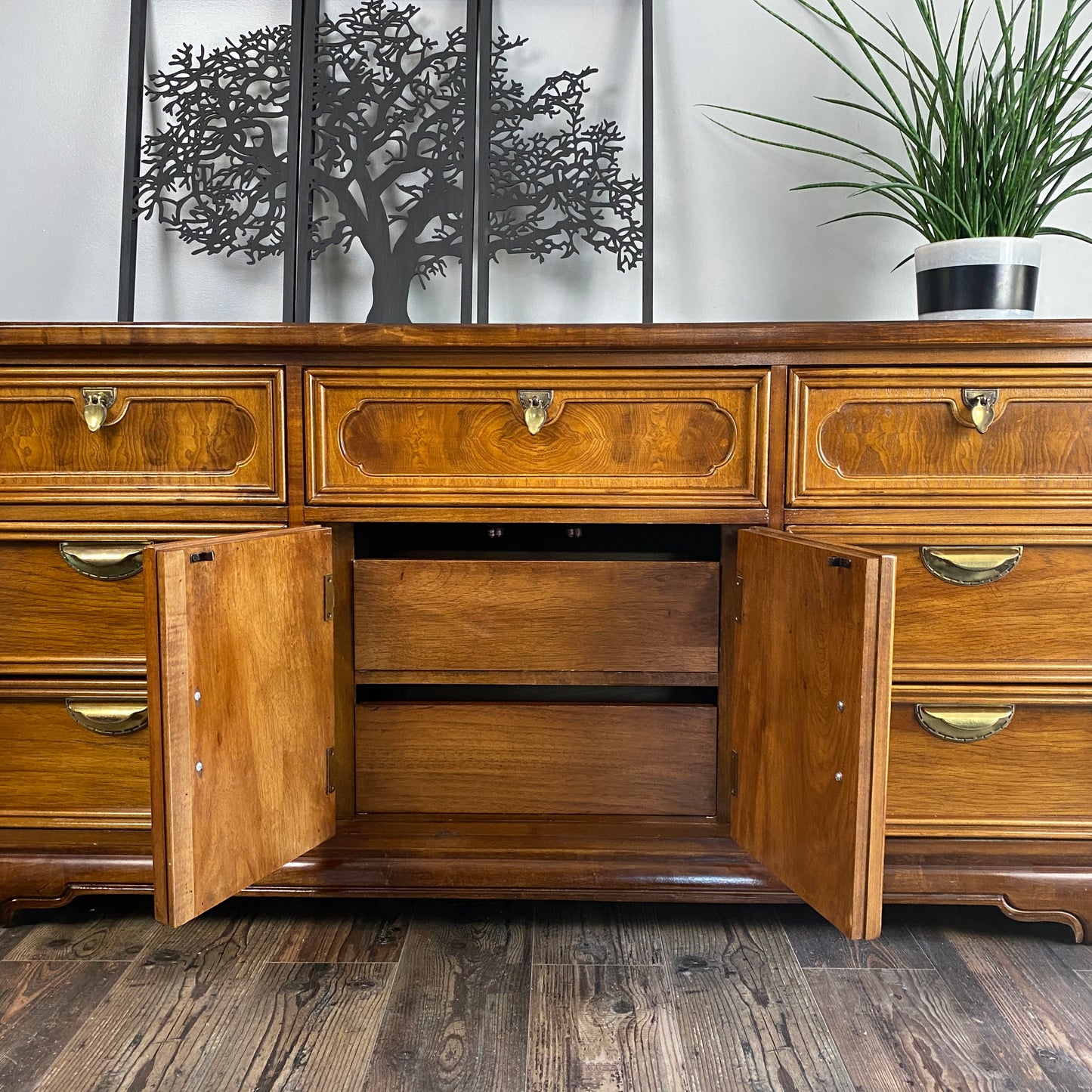 Dresser 7 Drawers Regency Chinoiserie Style Solid Wood Buffet Credenza by Vaughan of Virginia