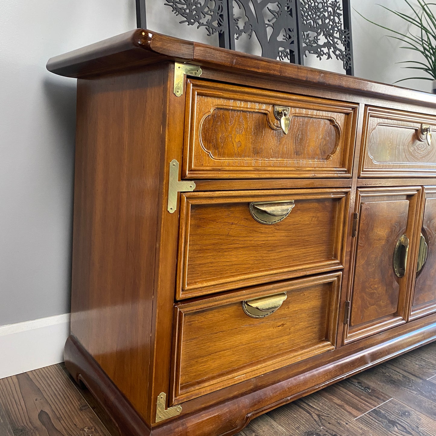 Dresser 7 Drawers Regency Chinoiserie Style Solid Wood Buffet Credenza by Vaughan of Virginia