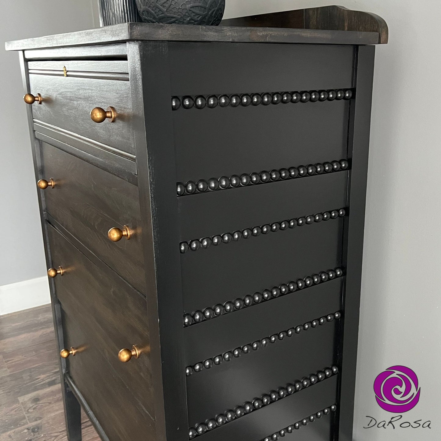 Black Tall Dresser with Dark Stain