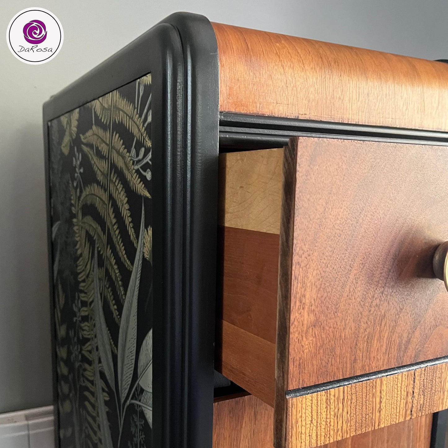 Art Deco Slim Nightstands with Leaves