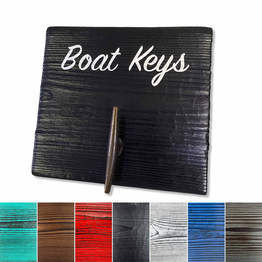 Boat Key Holder in Black with White Lettering - Key Rack for Boat Keys
