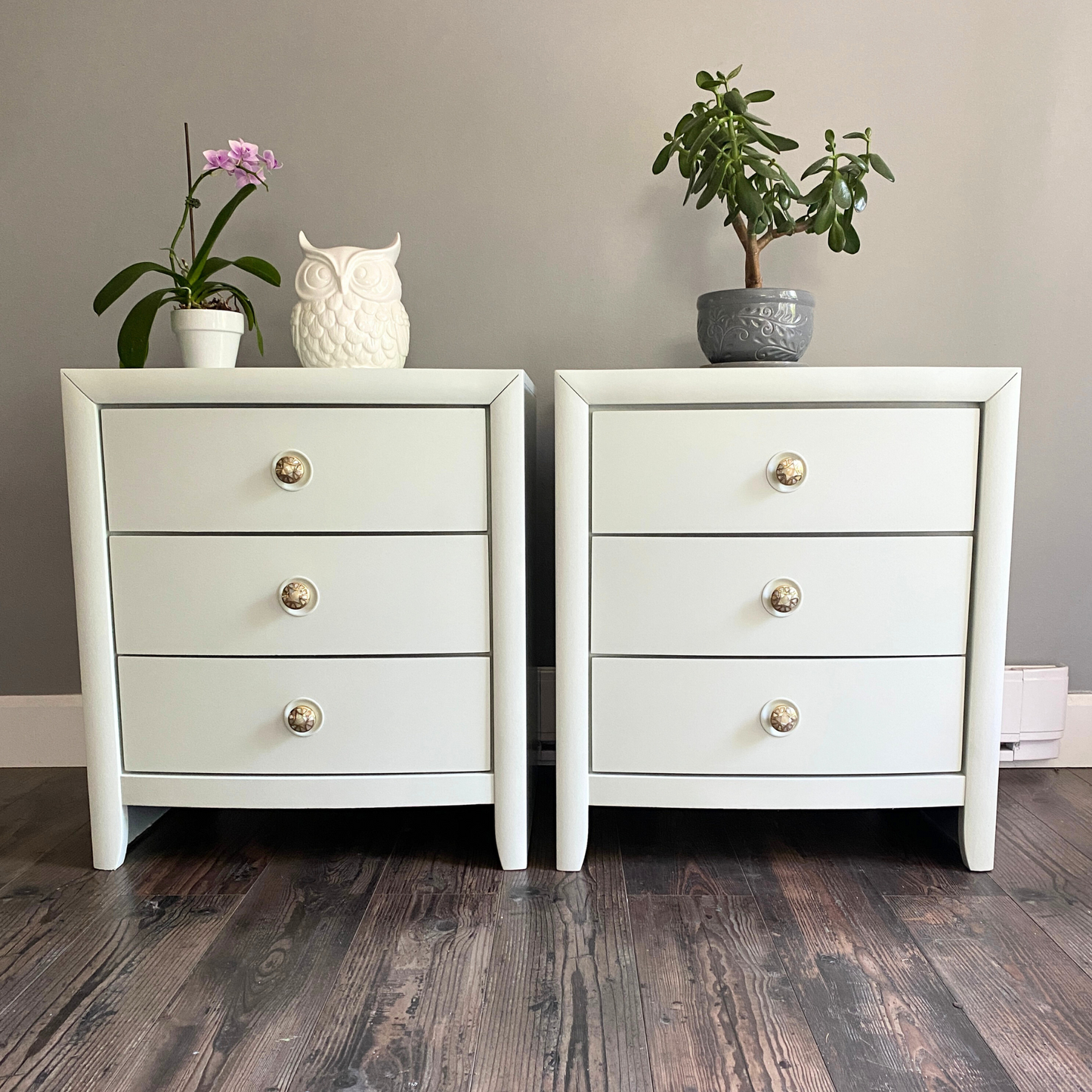 Oversized Nightstands with Bowed Drawers