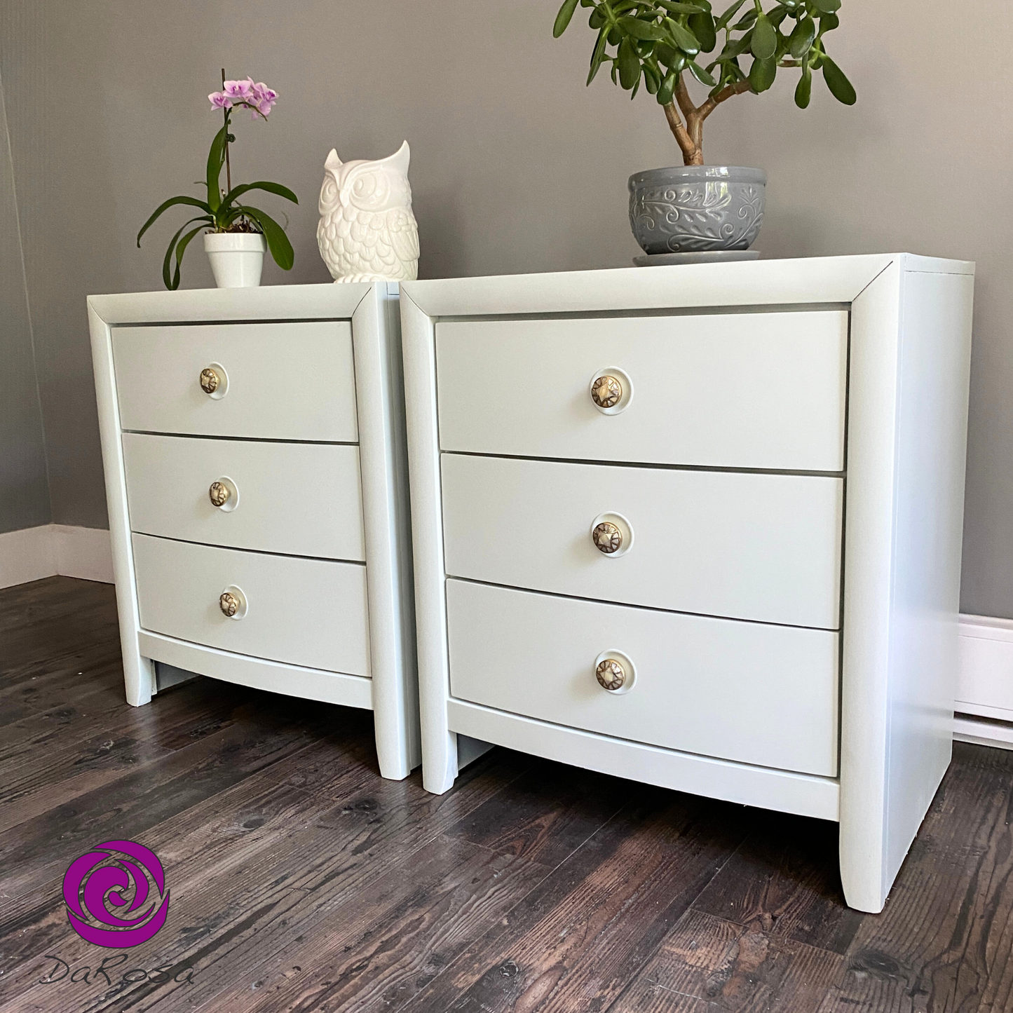 Oversized Nightstands with Bowed Drawers