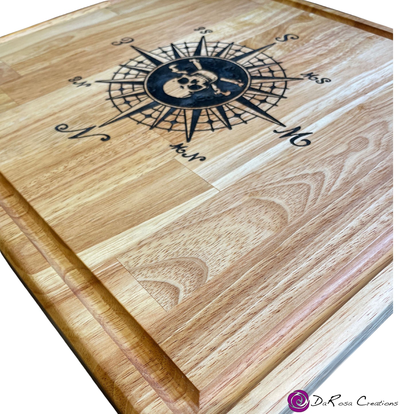 Butcher Block with pirate compass in Epoxy