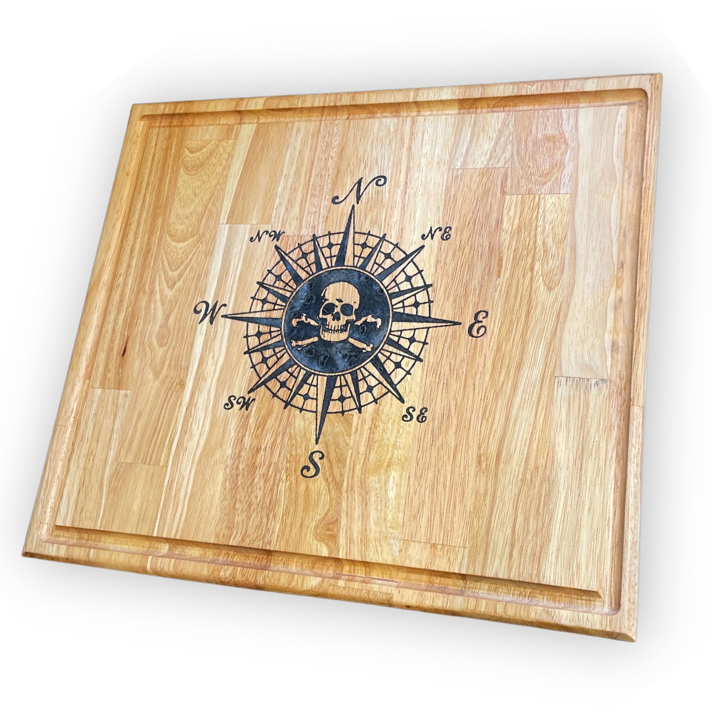 Butcher Block with pirate compass in Epoxy