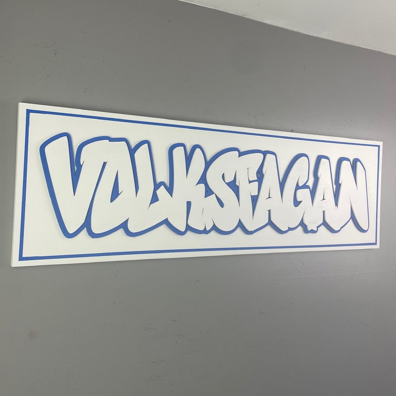Custom Graffiti Name Sign in White and Blue