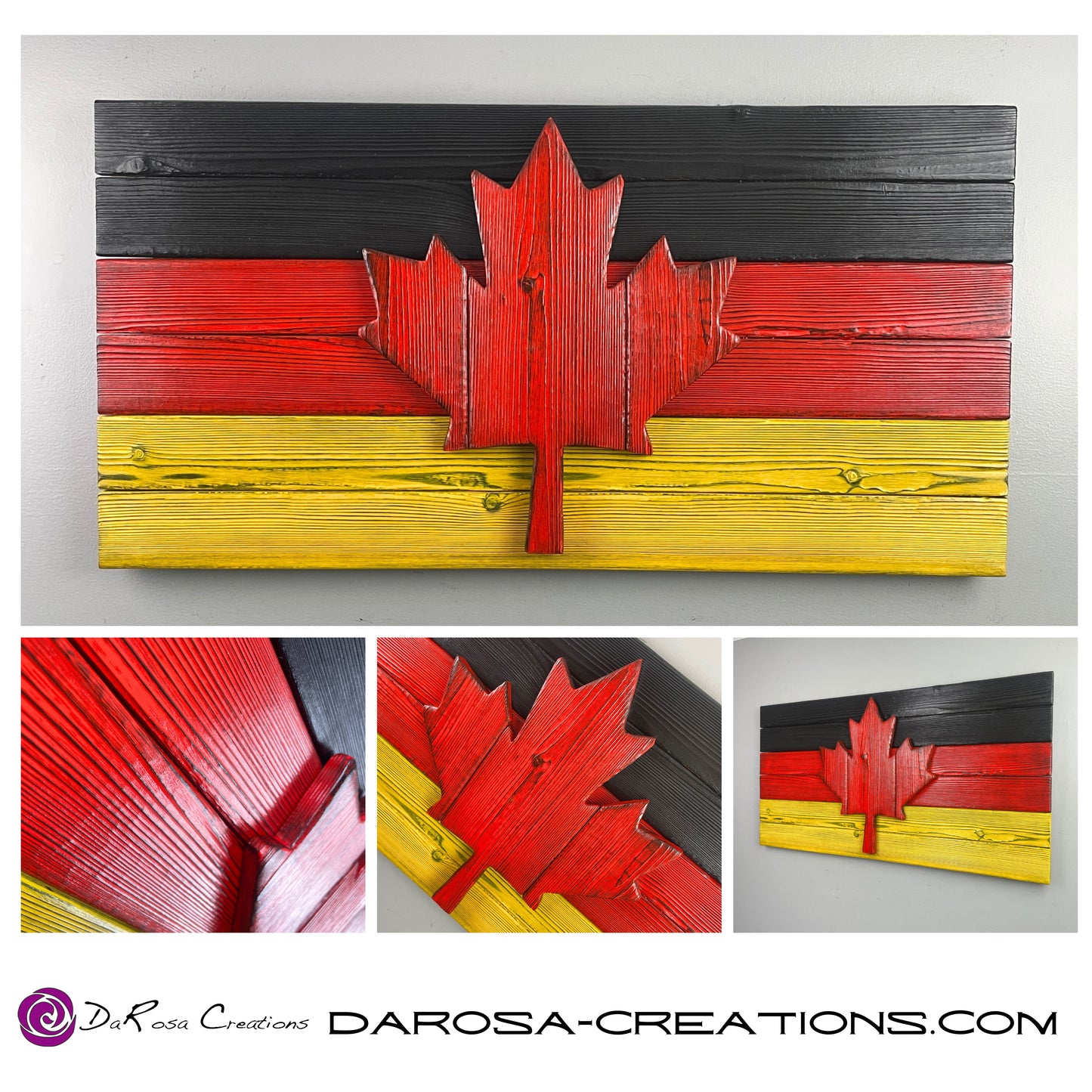 German Flag with Canadian Maple Leaf in Burnt Cedar