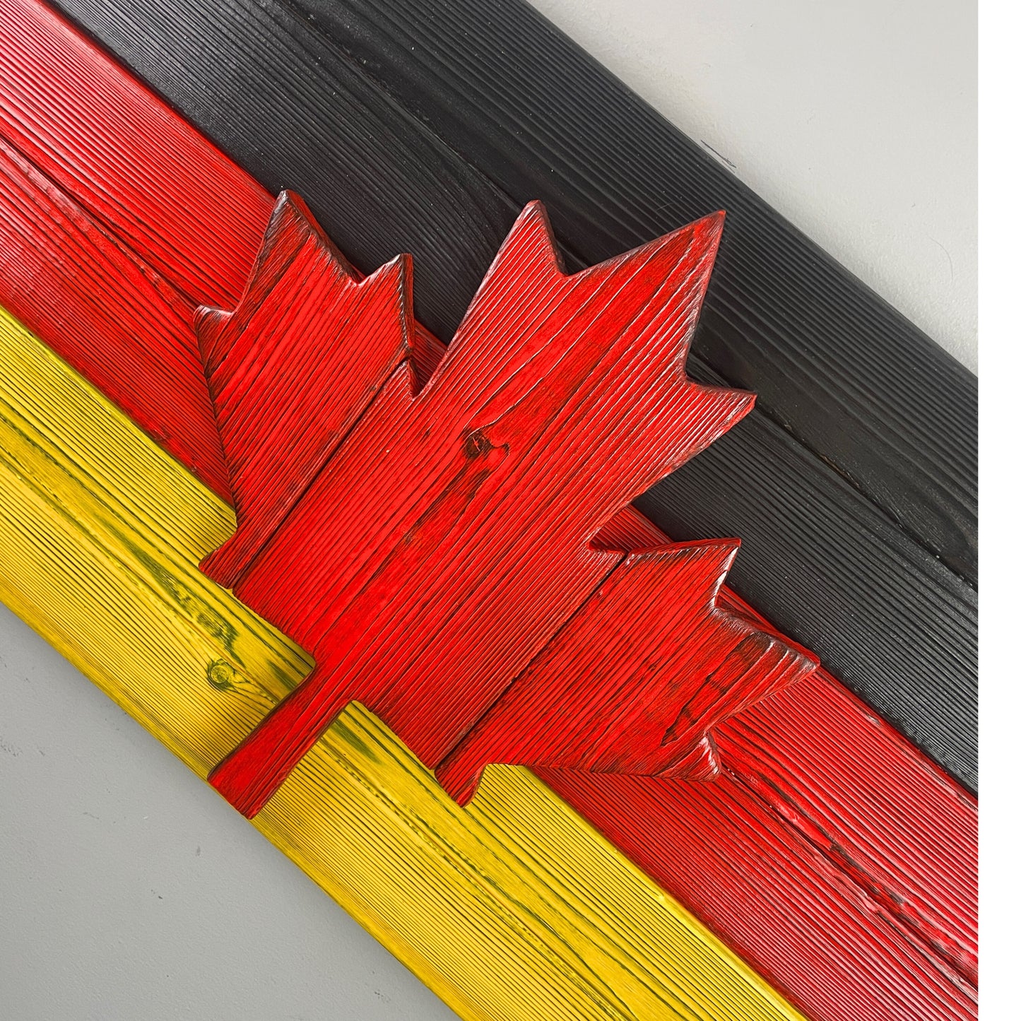 German Flag with Canadian Maple Leaf in Burnt Cedar