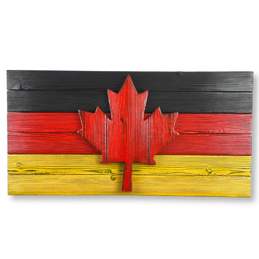 German Flag with Canadian Maple Leaf in Burnt Cedar