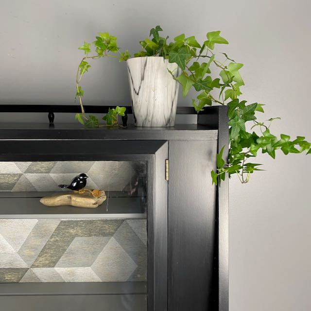 Small Hutch MCM in Black and Gold Hardware