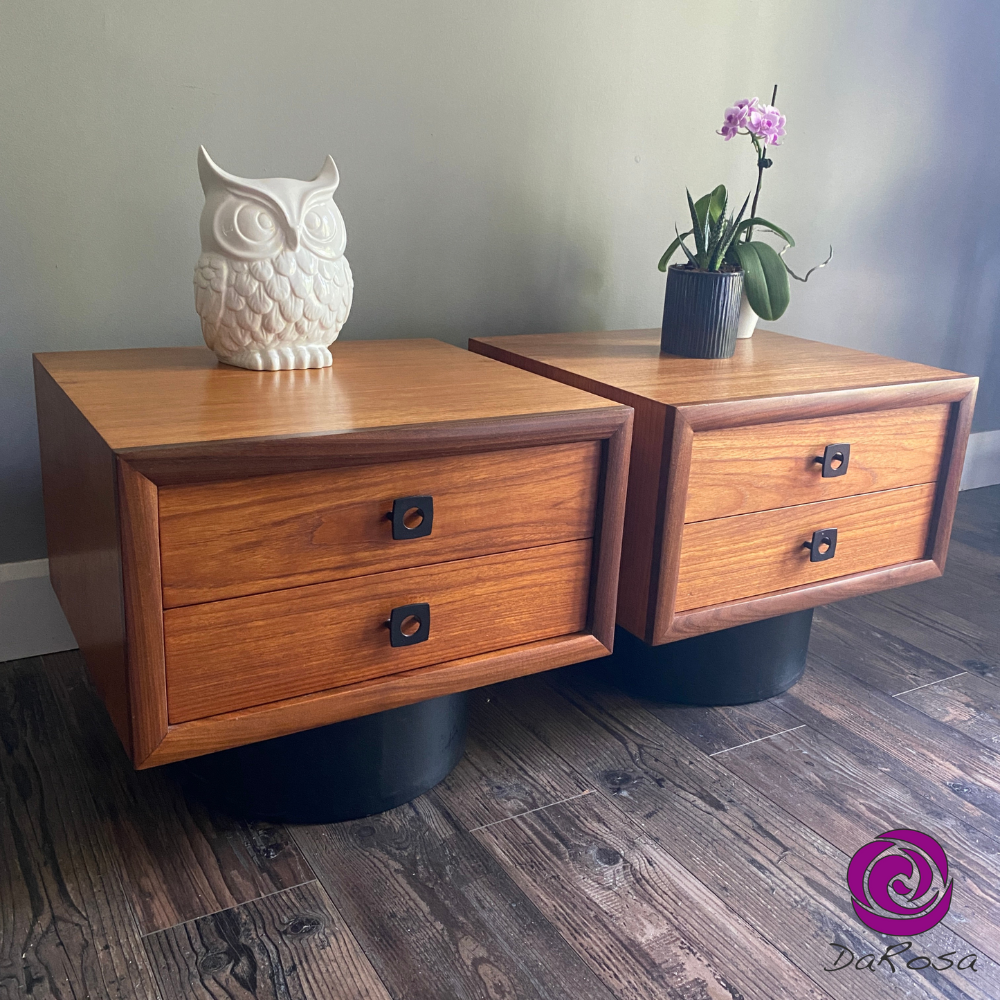 Set of 2 Teak Nightstands by RS Associates