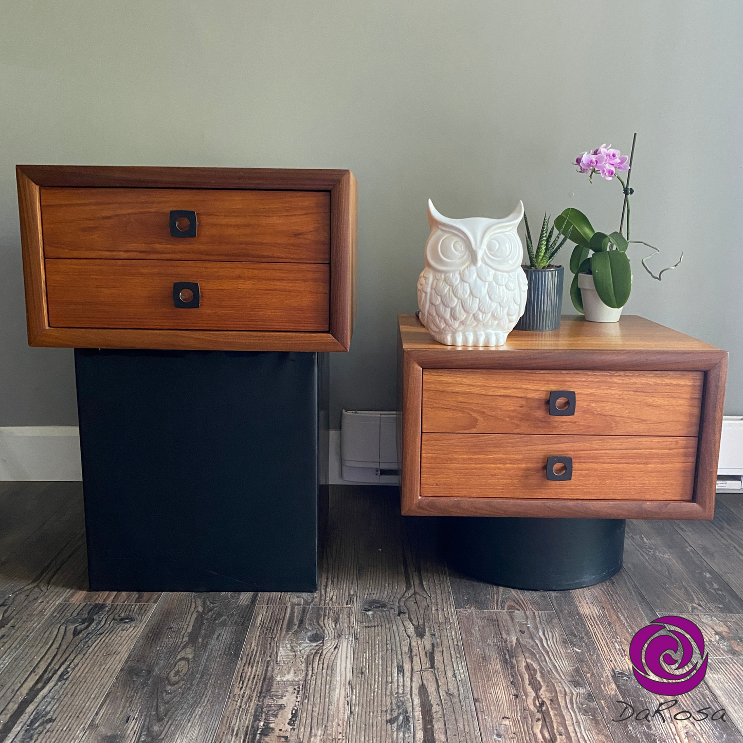 Set of 2 Teak Nightstands by RS Associates