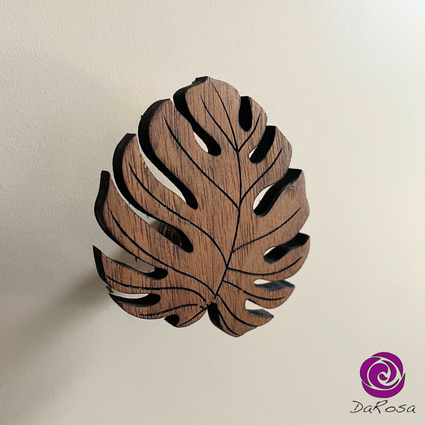 Monstera Drawer Knob Wood