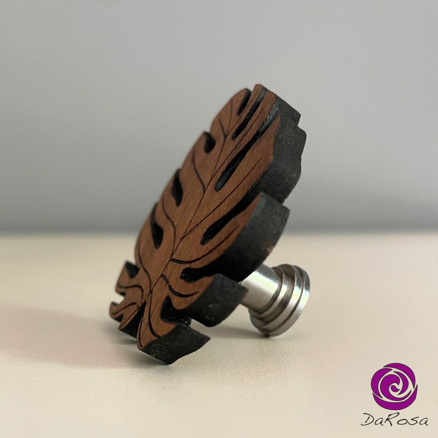 Monstera Drawer Knob Wood