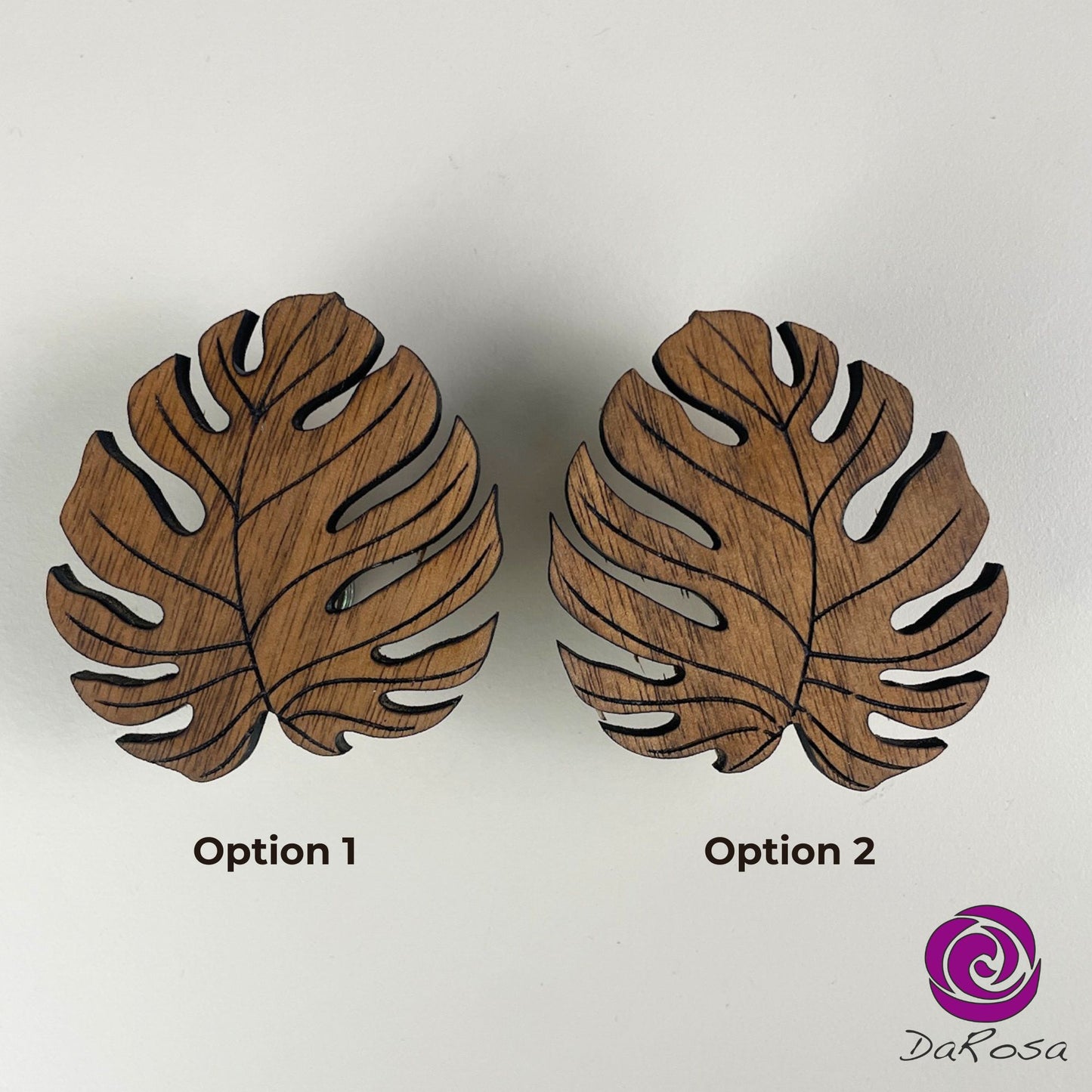 Monstera Drawer Knob Wood