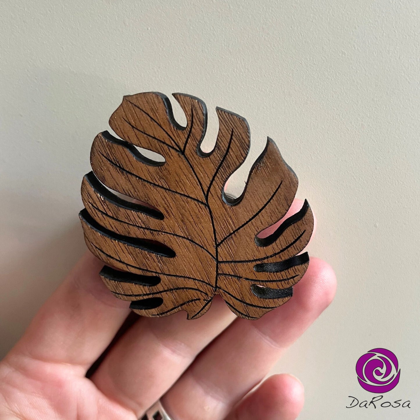 Monstera Drawer Knob Wood
