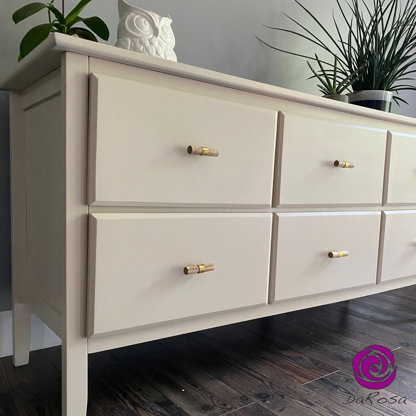 6 Drawer Low Dresser / TV Stand in Beige