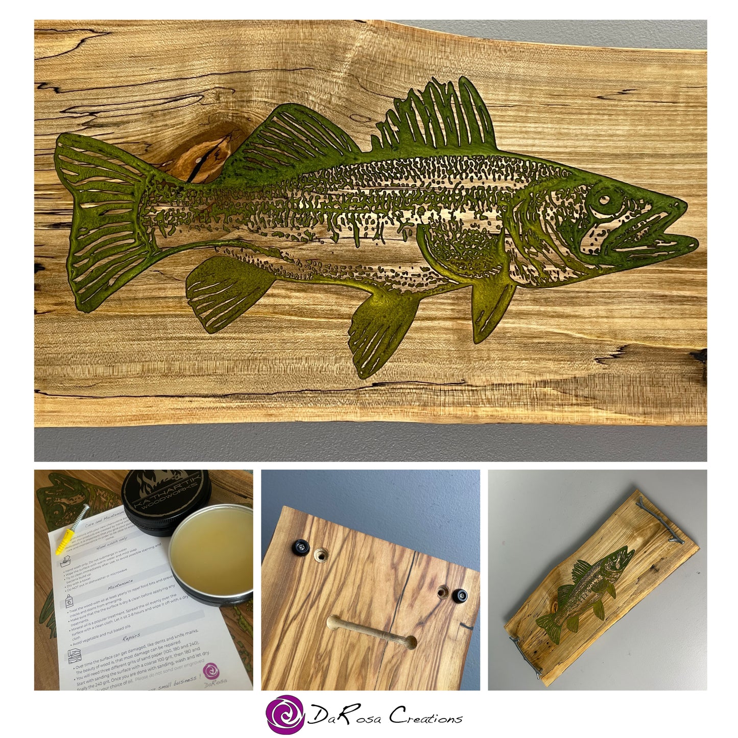 Walleye Charcuterie Board Live Edge Maple