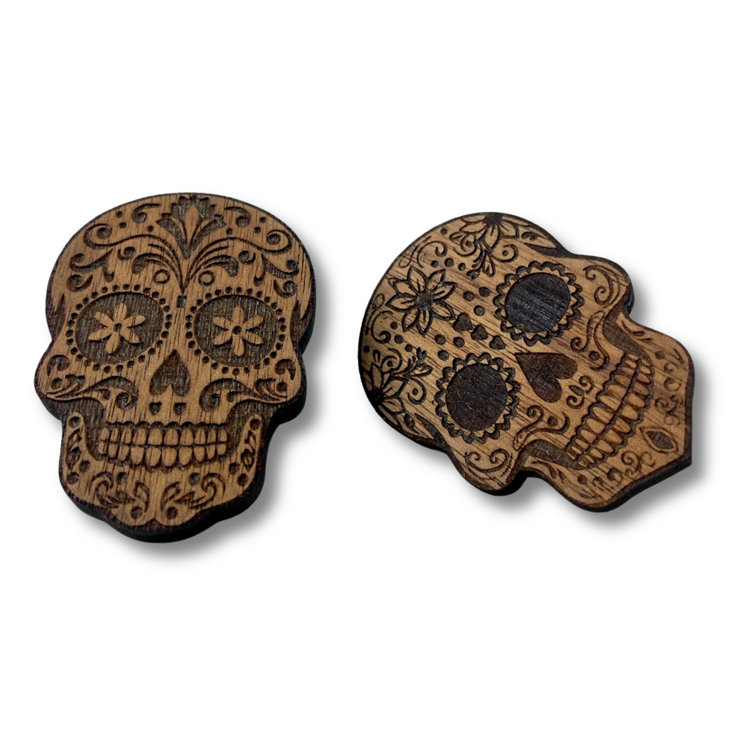 Sugar Skull Drawer Knob Walnut
