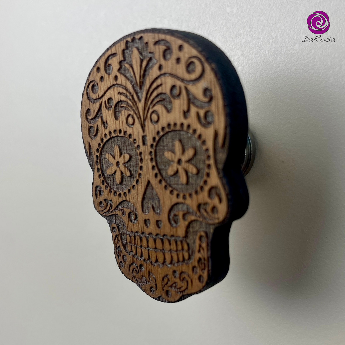 Sugar Skull Drawer Knob Walnut