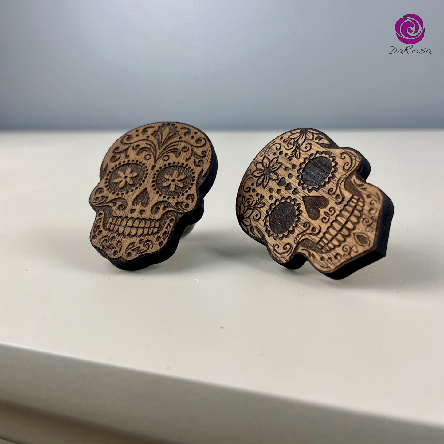 Sugar Skull Drawer Knob Walnut