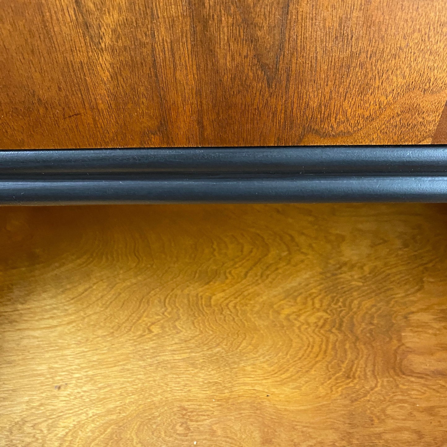 Vintage Waterfall Dresser in Black and Walnut and Chevron Details
