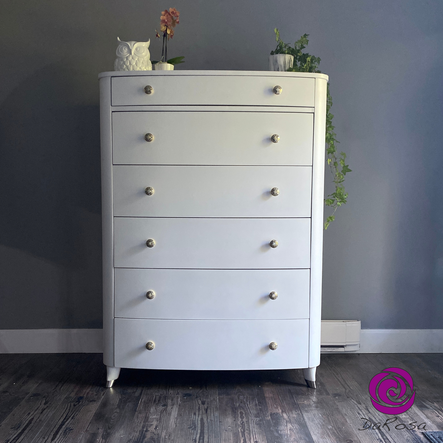 Moder Tall White Dresser with Bowed fronts