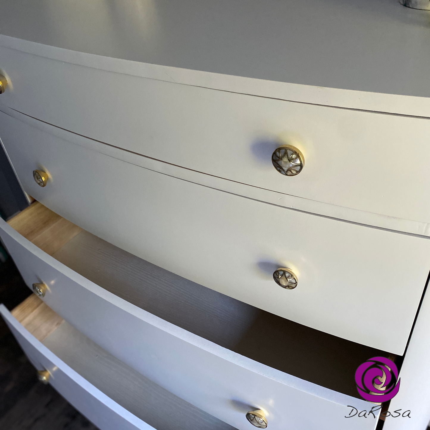 Moder Tall White Dresser with Bowed fronts
