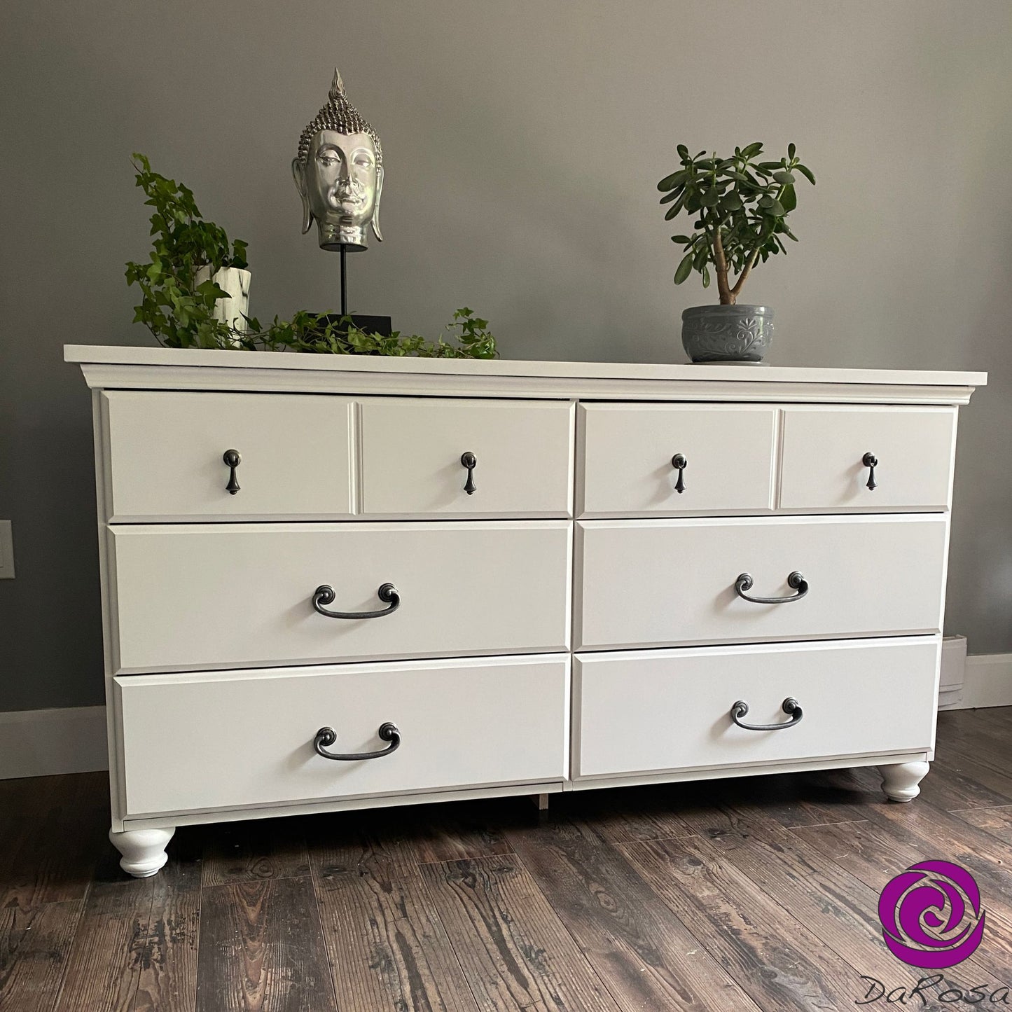 White Dresser With Pewter Hardware