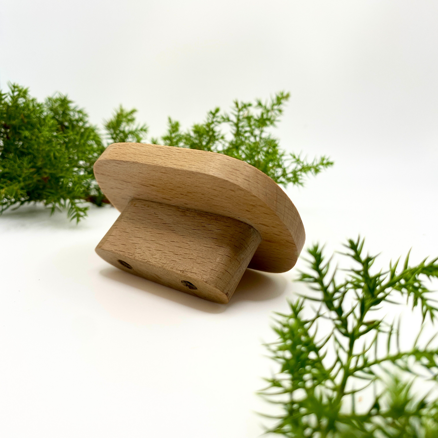 Natural wood oval drawer knob with smooth finish, minimalist design, ideal for cabinets, dressers, and furniture, eco-friendly solid wood
