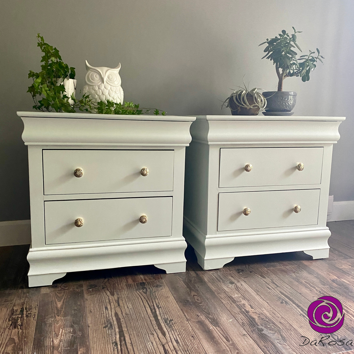 Set of 2 Oversized Nightstands with Hidden Drawer