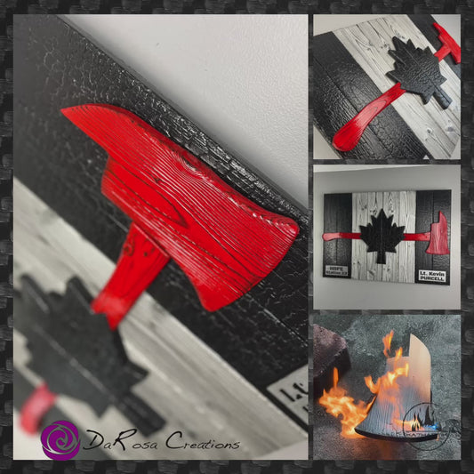 Fire Fighter Flag Made of Burnt Cedar