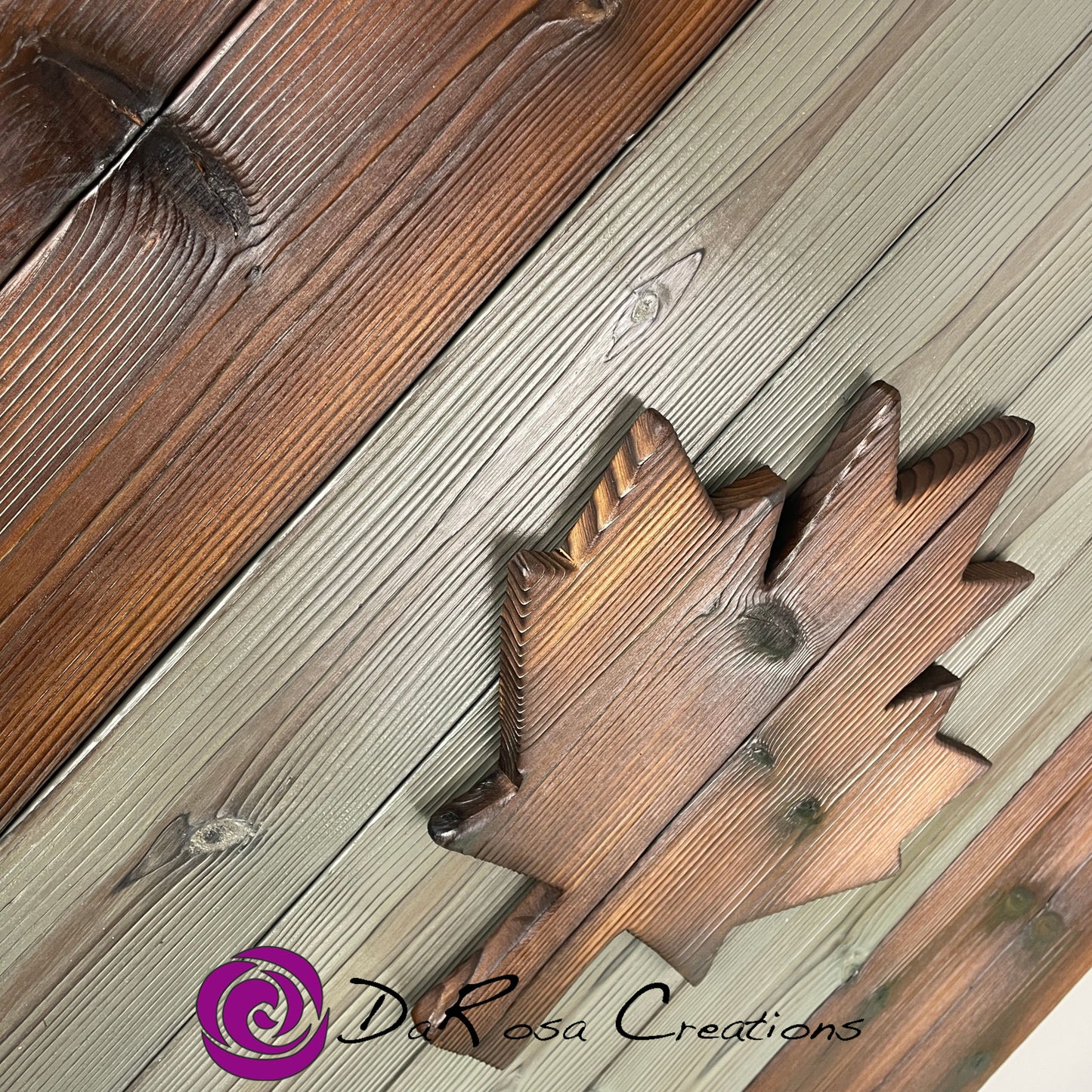 Wood Canadian Flag Made with Burnt Cedar 30 x 20 inch Brown Gray