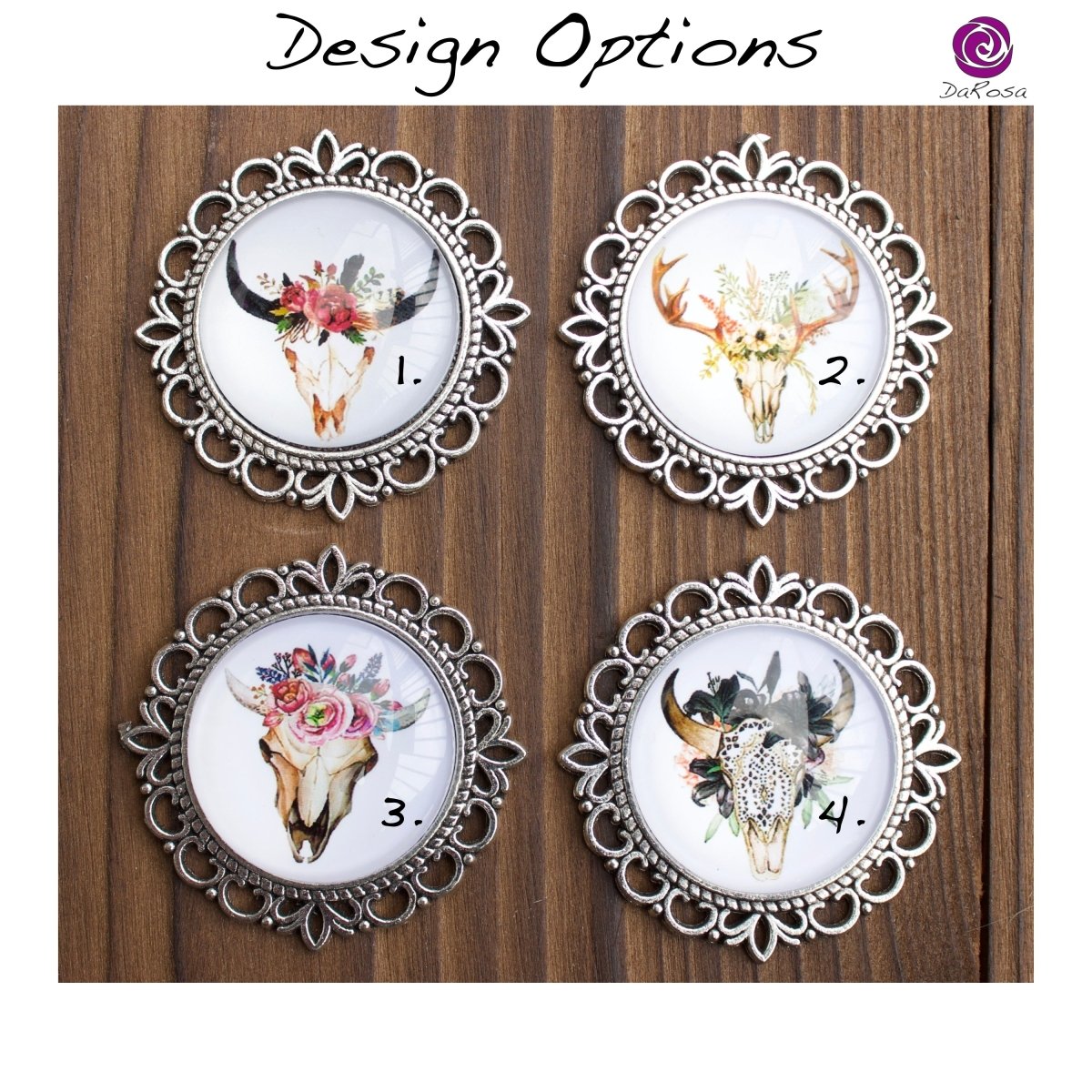 Animal Skull Knob With Flowers - DaRosa Creations