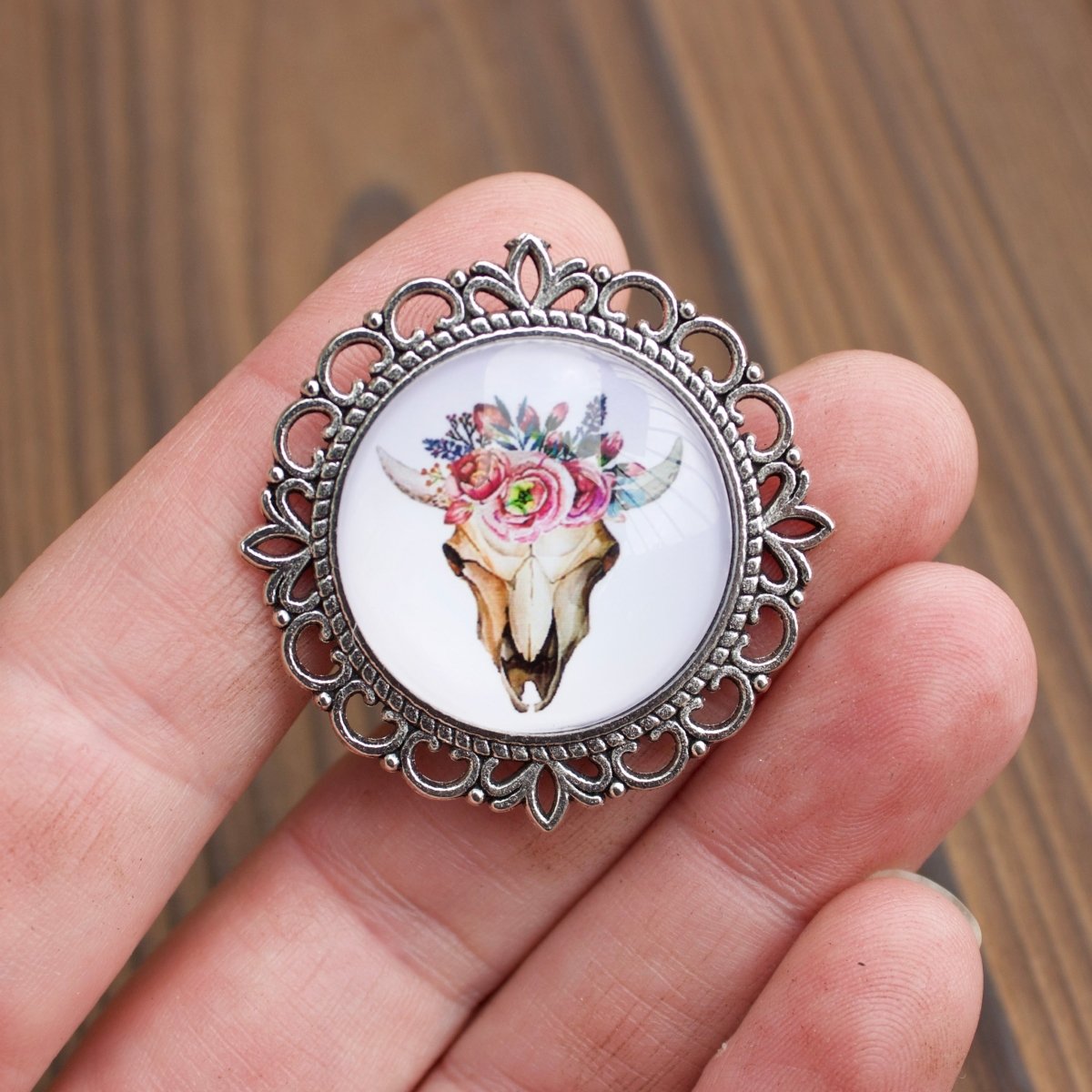 Animal Skull Knob With Flowers - DaRosa Creations