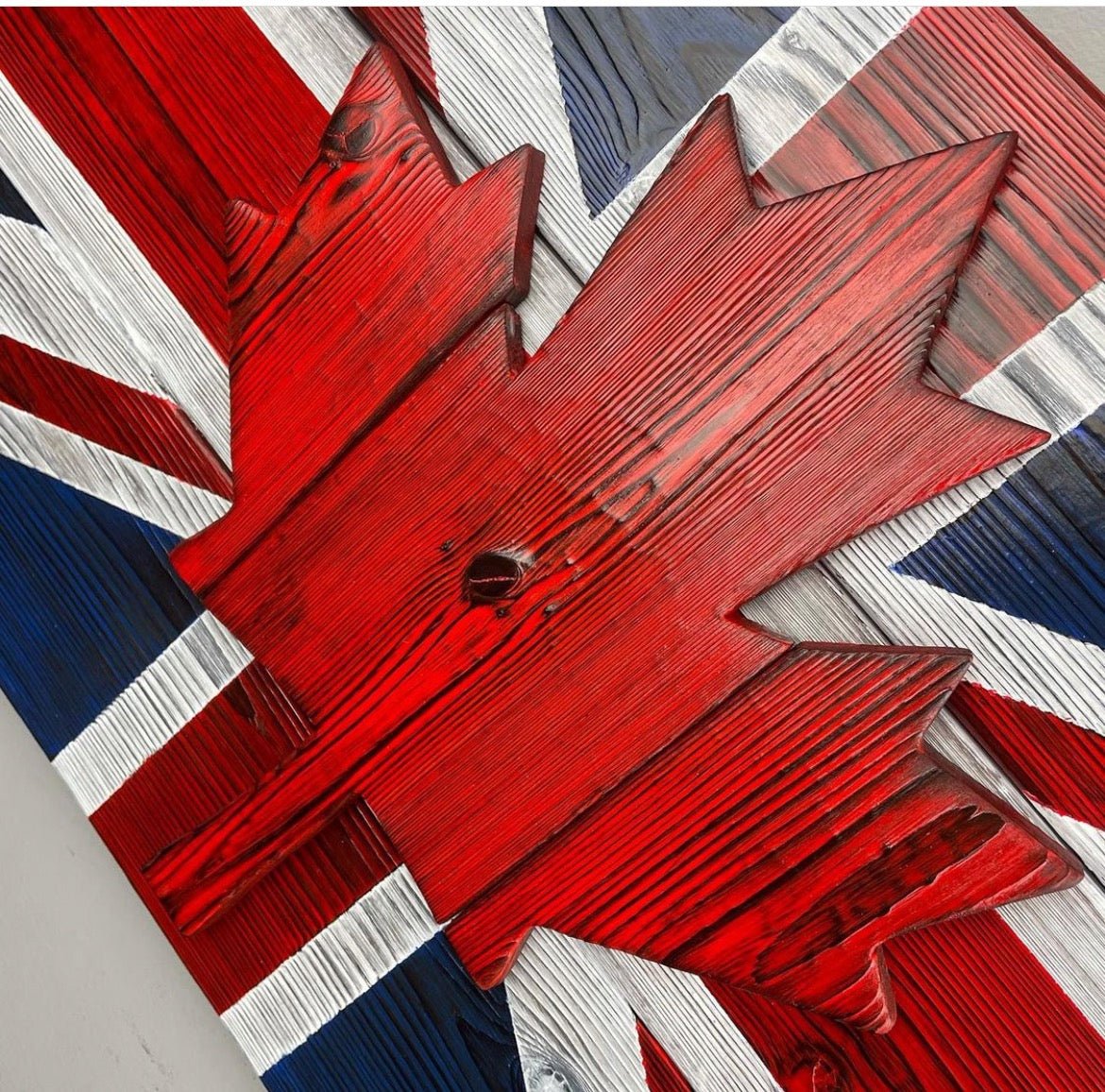 British Canadian Flag in Burnt Cedar 30 x 15 - DaRosa Creations