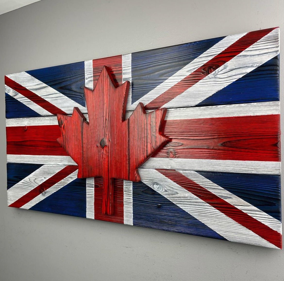 British Canadian Flag in Burnt Cedar 30 x 15 - DaRosa Creations