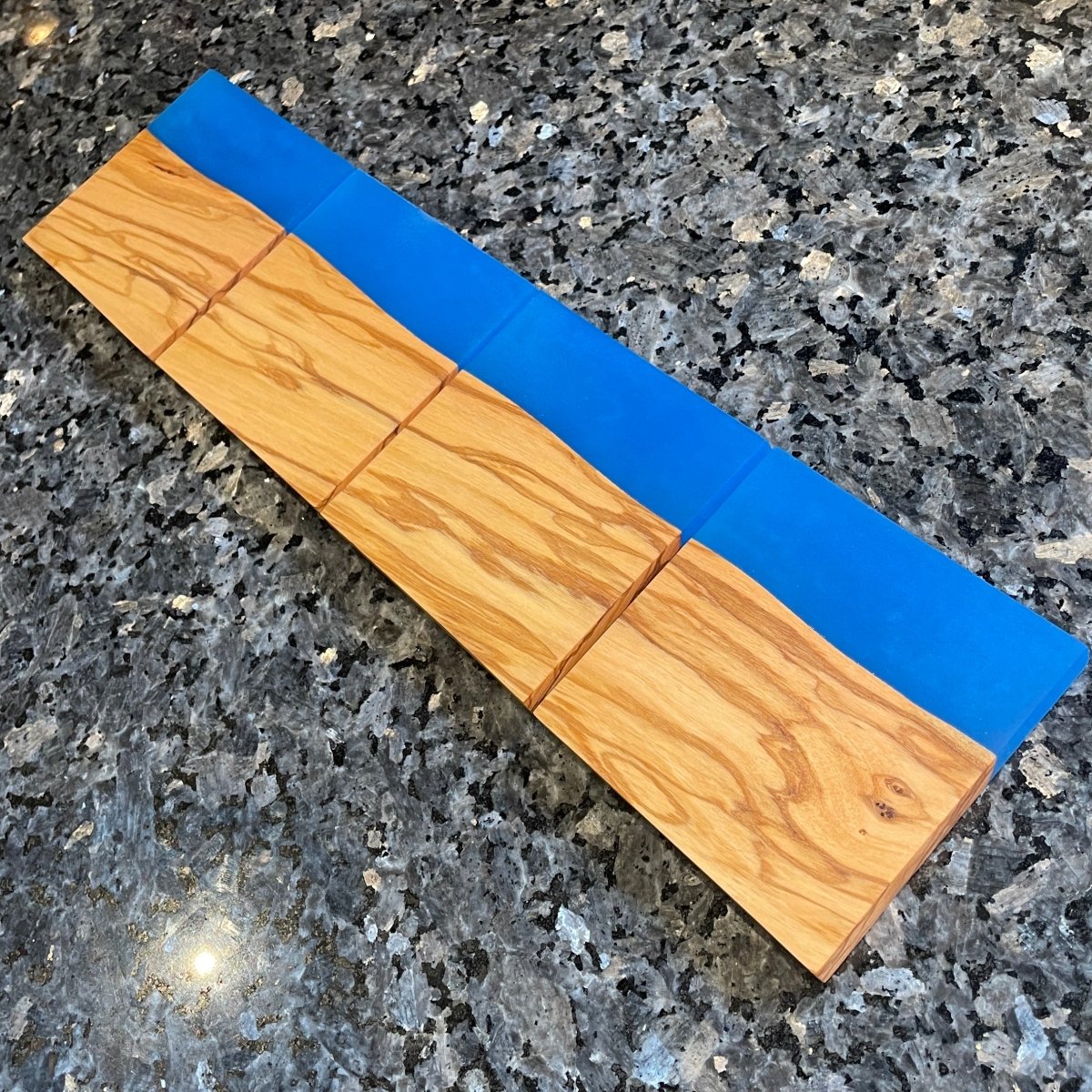 Coasters Olive Wood and Blue Epoxy SET of 4 - DaRosa Creations