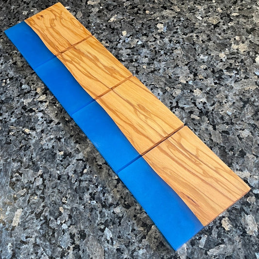 Coasters Olive Wood and Blue Epoxy SET of 4 - DaRosa Creations