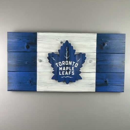 Toronto Maple Leafs Canada Wood Flag  32" x 16"