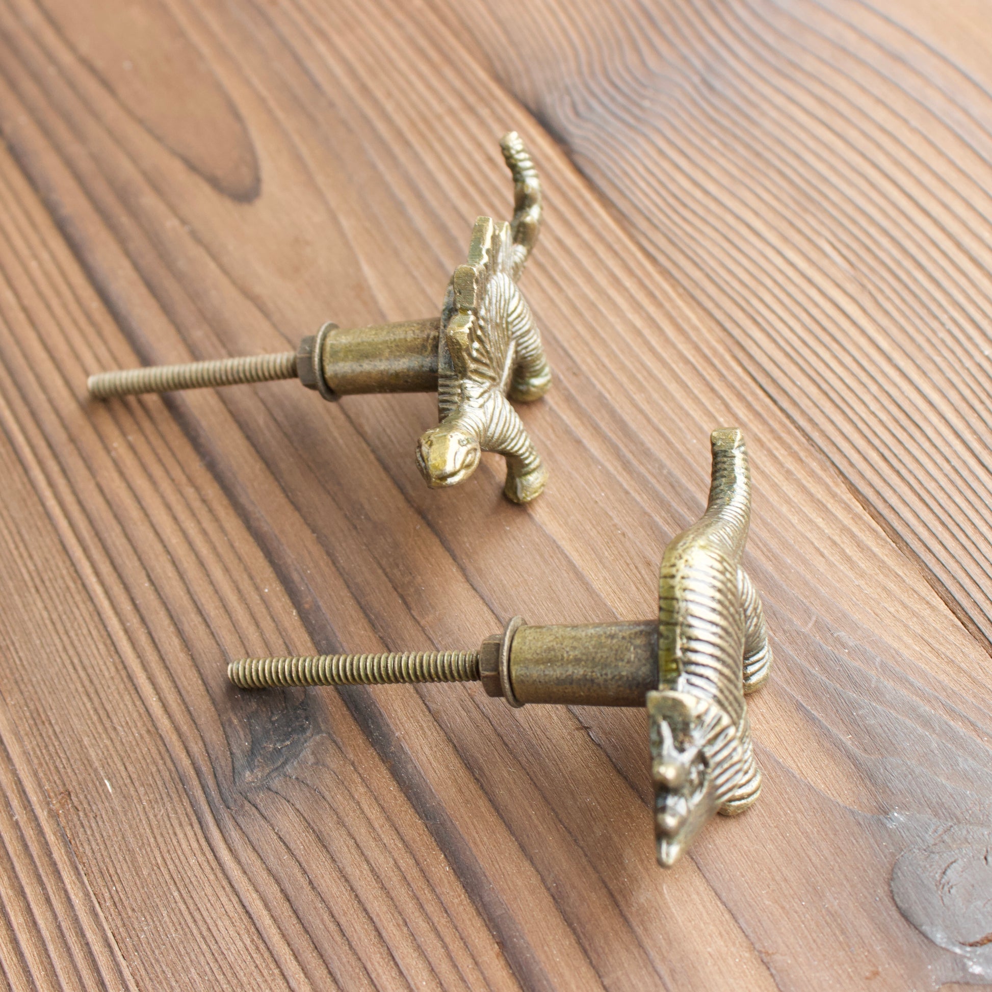 Dinosaur Drawer Knobs Stegosaurus or Triceratops kids dresser hardware in Bronze