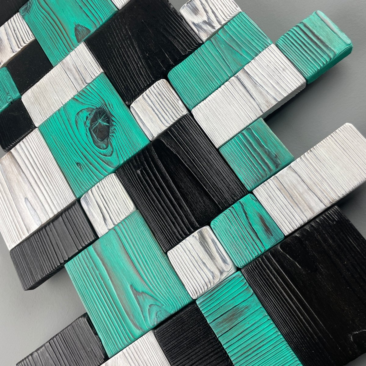 Geometric Wall Art in Black, White and Turquoise - DaRosa Creations