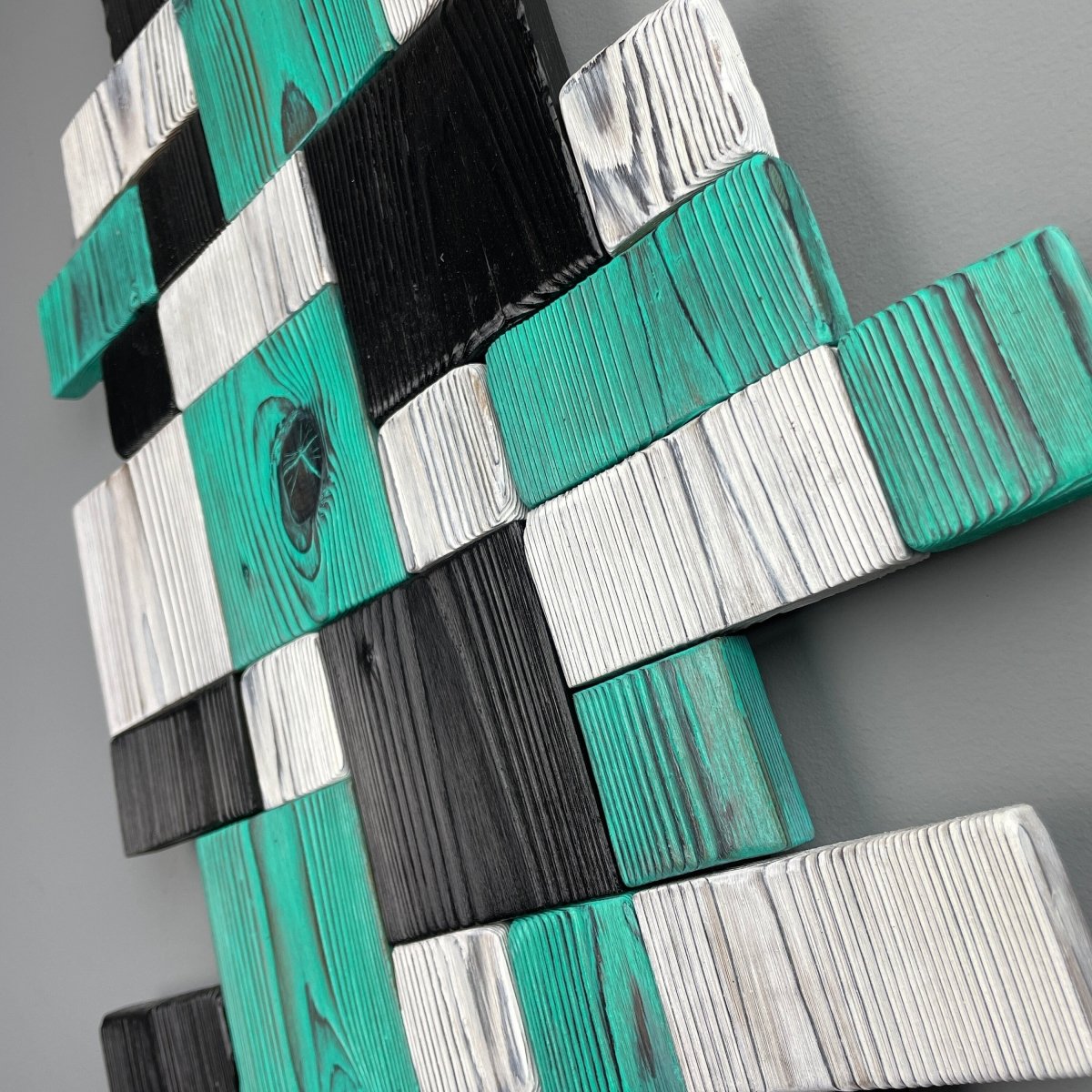 Geometric Wall Art in Black, White and Turquoise - DaRosa Creations