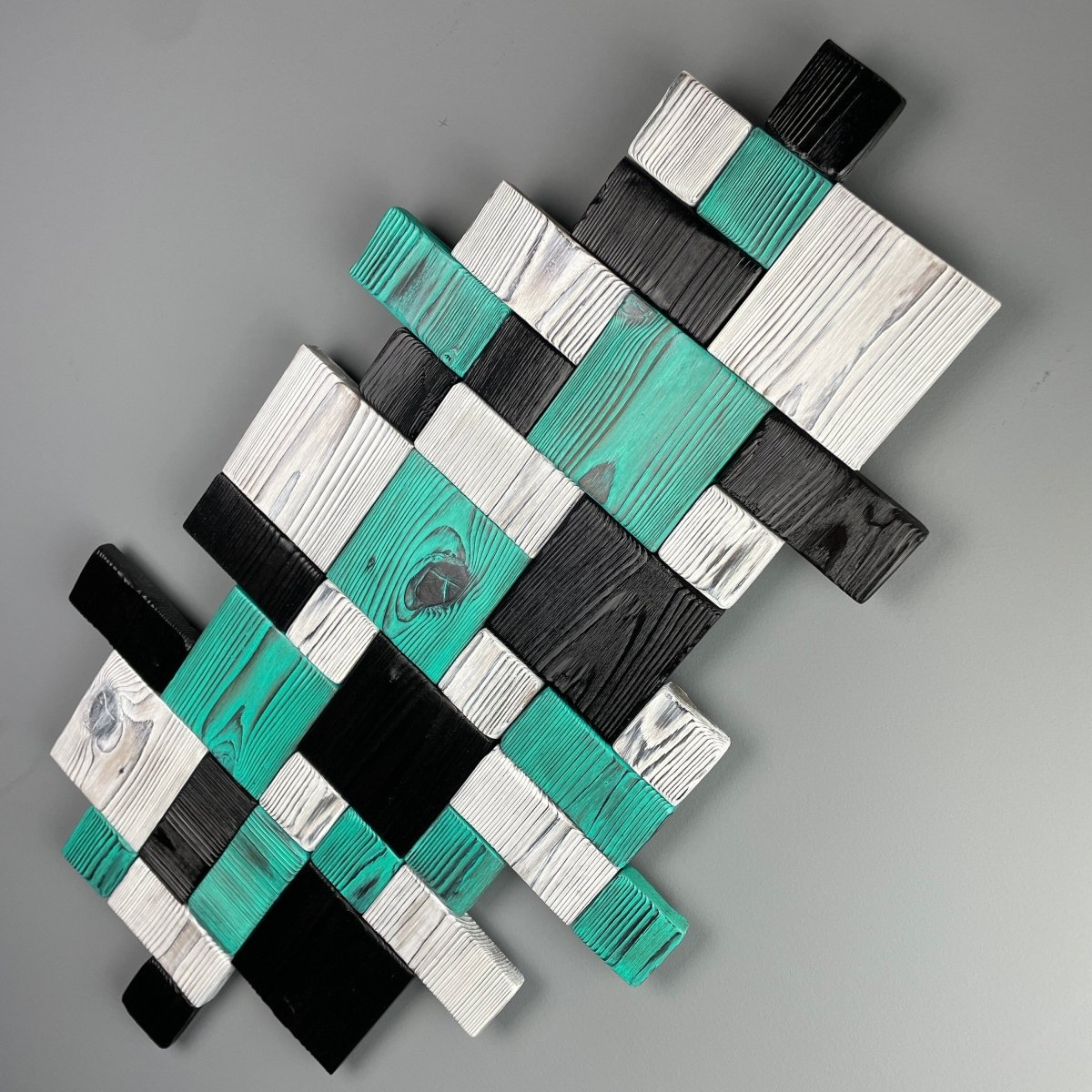 Geometric Wall Art in Black, White and Turquoise - DaRosa Creations