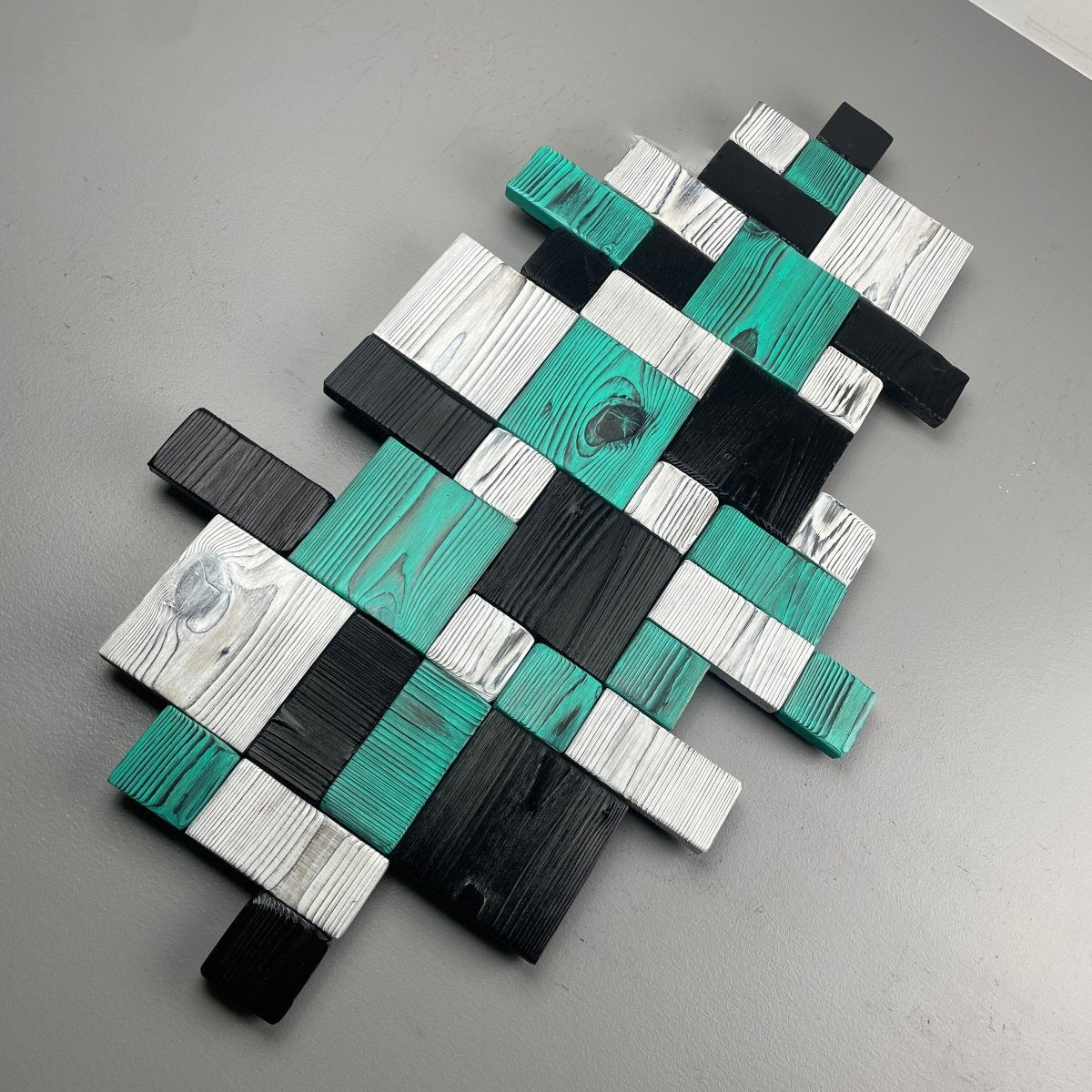 Geometric Wall Art in Black, White and Turquoise - DaRosa Creations