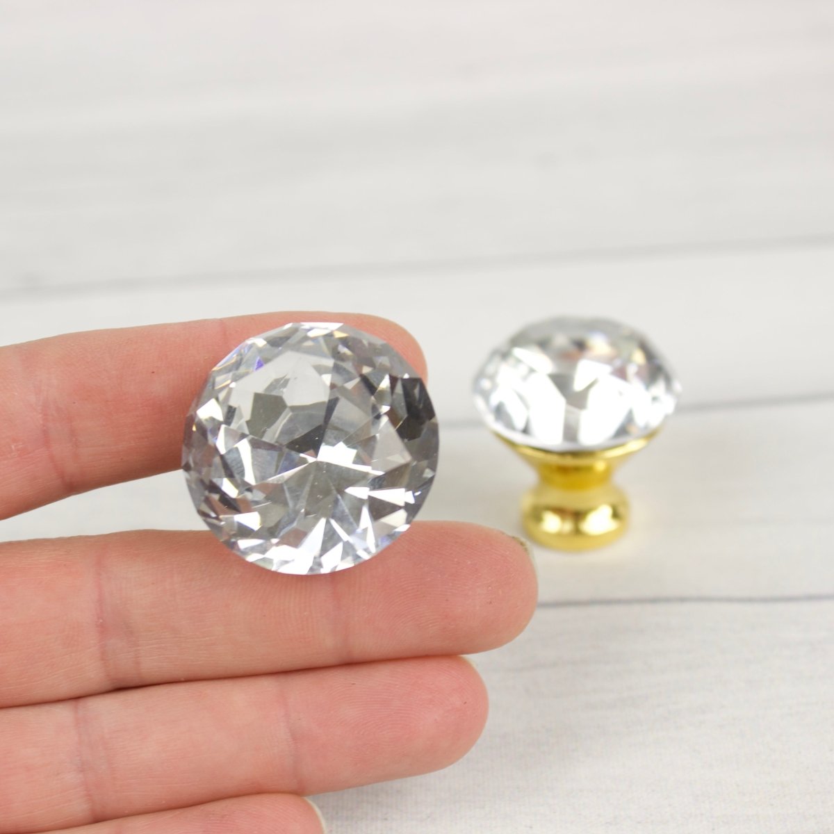 Glass Drawer Knobs Diamond with Silver or Gold Base - DaRosa Creations