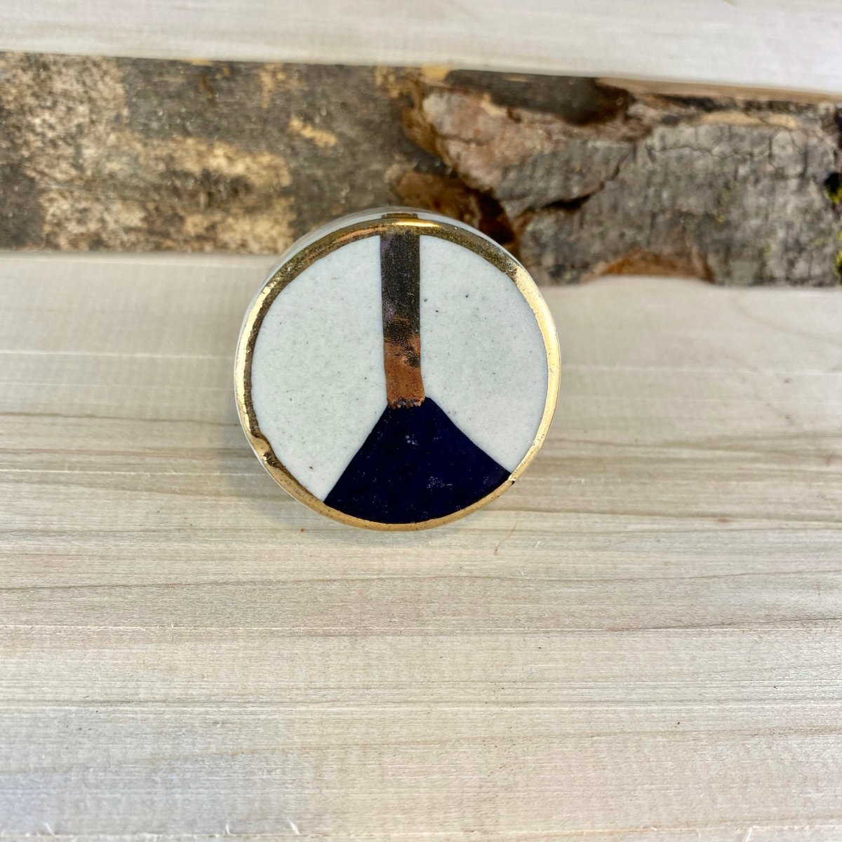 Hand Painted Ceramic Knobs in Black Cream White and Gold - DaRosa Creations