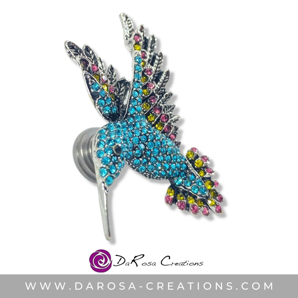 Hummingbird Drawer Knob with Blue Crystals - DaRosa Creations