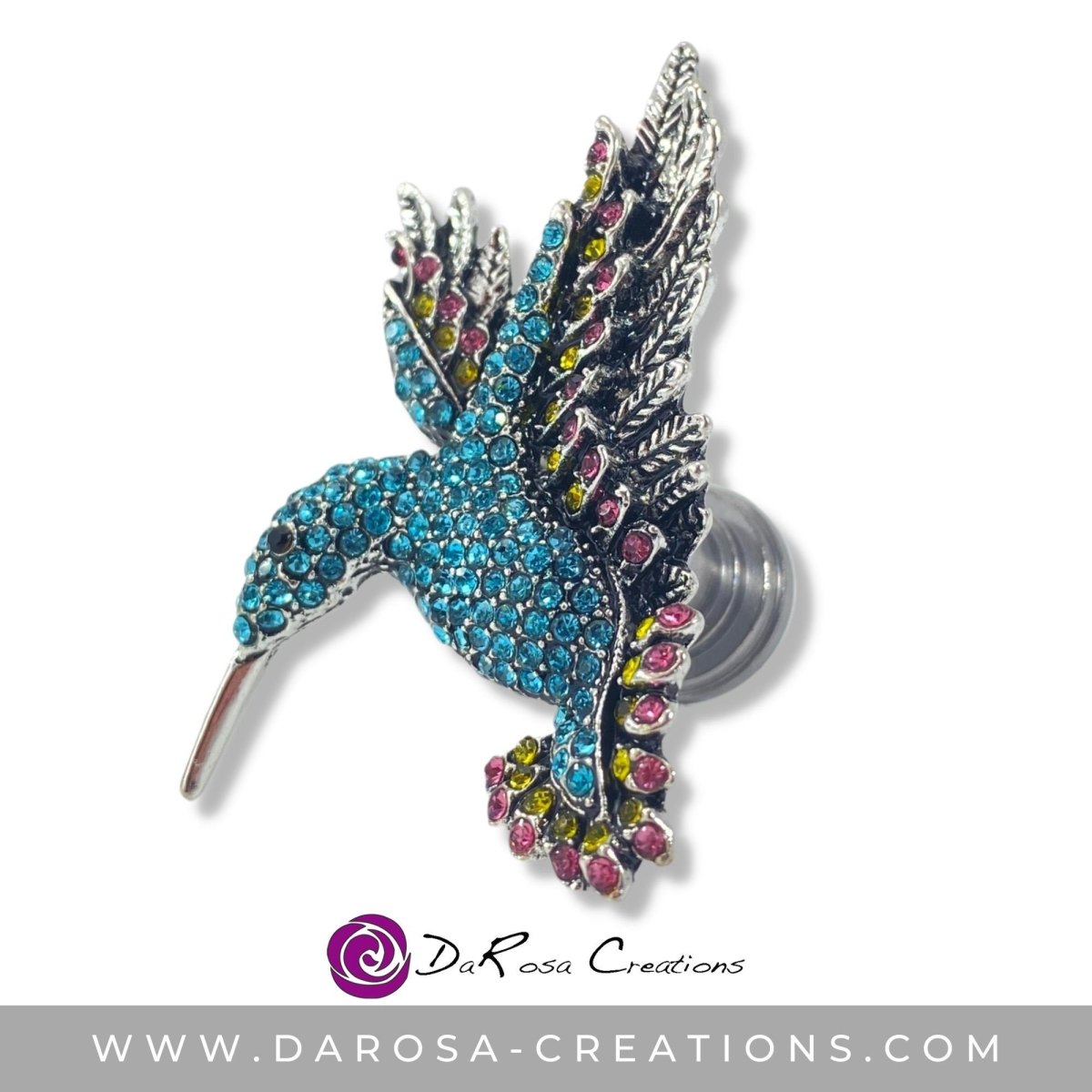 Hummingbird Drawer Knob with Blue Crystals - DaRosa Creations